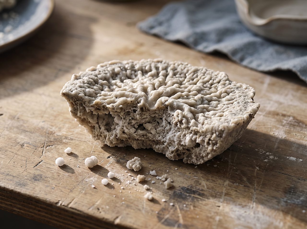broken salt bridge crust showing its dense top and hollow underside