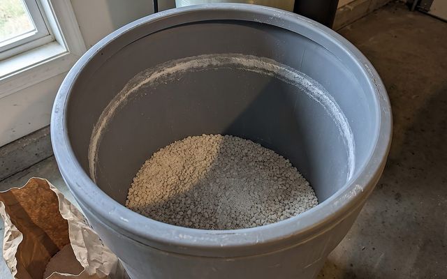 water softener brine tank with salt level unusually low from frequent regeneration cycles