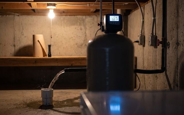 water softener control display frozen mid-cycle while water still runs to the drain